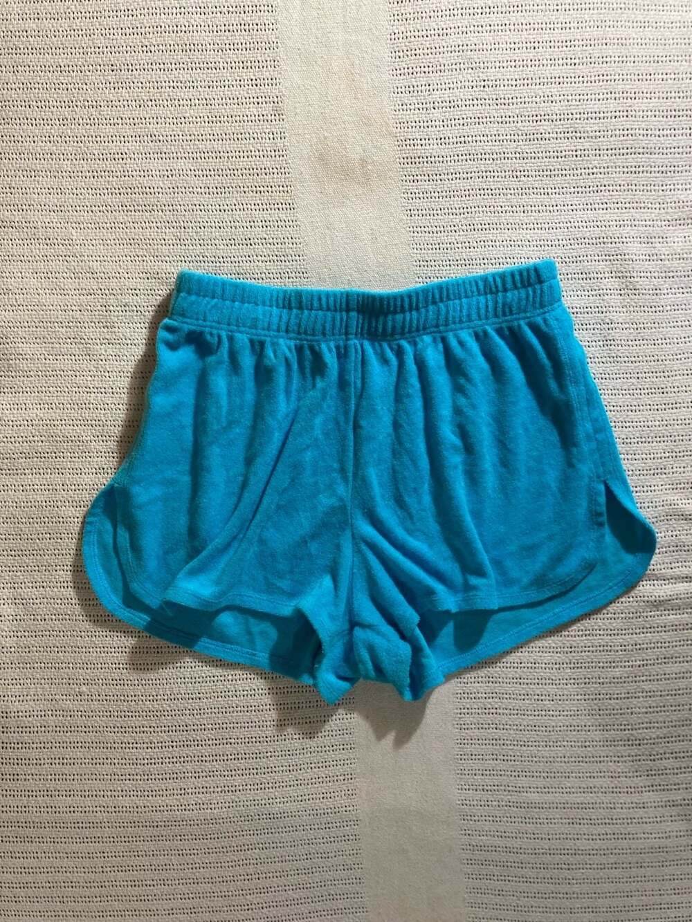 Womens Aqua Blue Terry Cloth Shorts